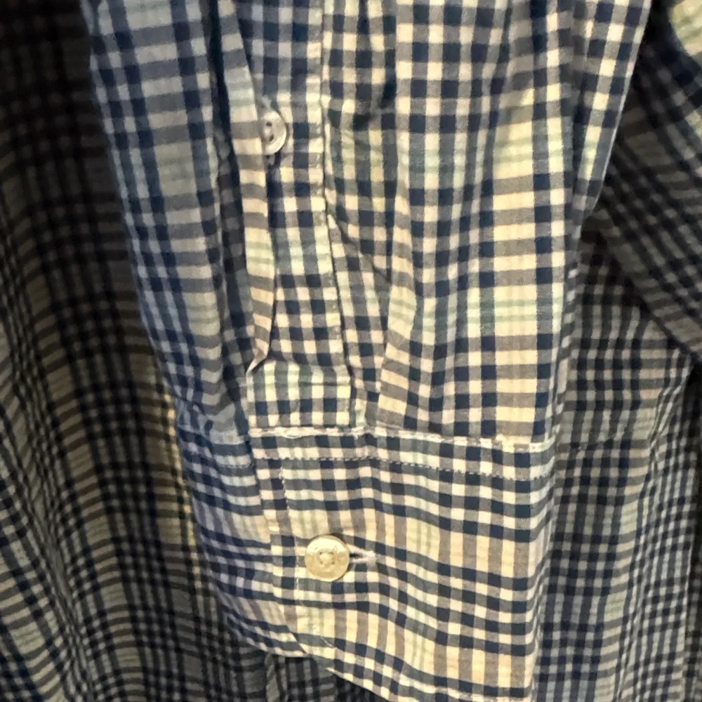 J. Crew Tailored Cut Blue and White Plaid Button-Down Shirt